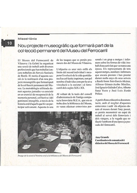 Nou projecte museogrfic que formar part de la collecci permanent del Museu del Ferrocarril, 2005, p. 10