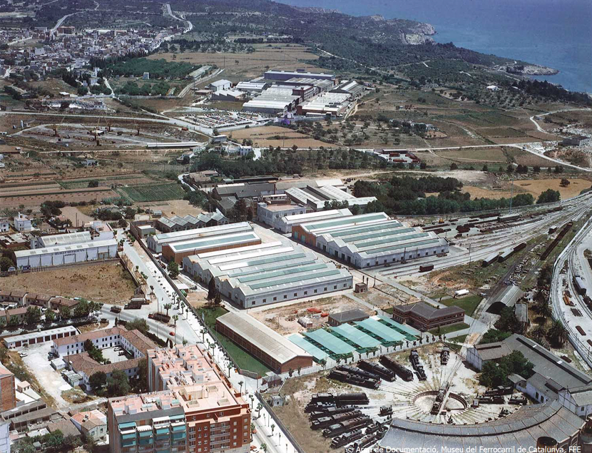 Vista area del Museu del Ferrocarril de Vilanova i la Geltr