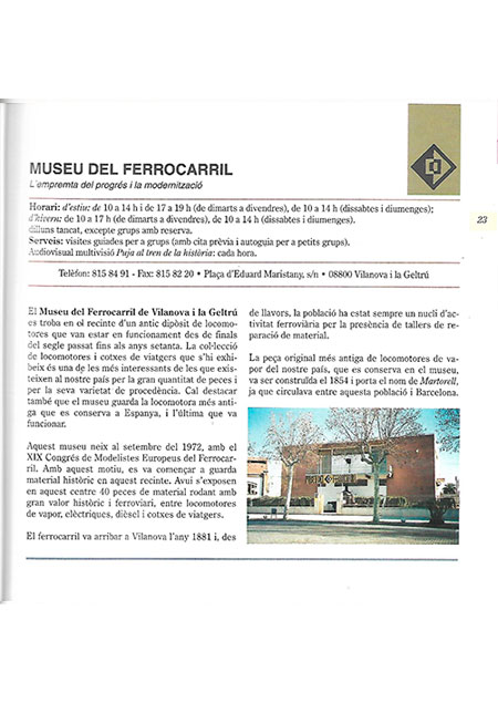 Museu del Ferrocarril. L'emprenta i la modernitzaci, 1997, p. 23-24