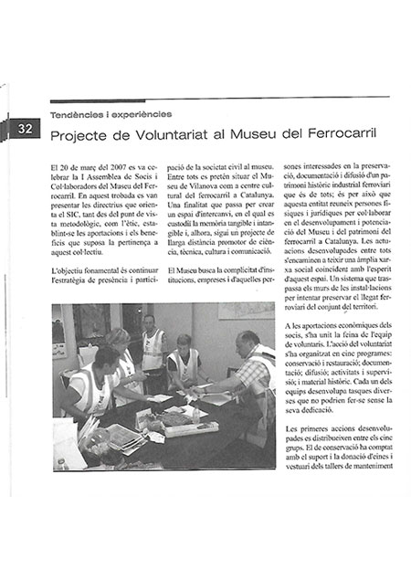 Projecte de voluntariat al Museu del Ferrocarril, 2007