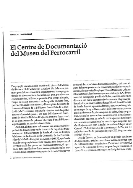 El centre de Documentaci del Museu del Ferrocarril, 2011