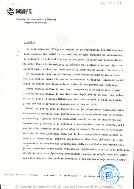 Historia Museu del Ferrocarril de Vilanova, 1981
