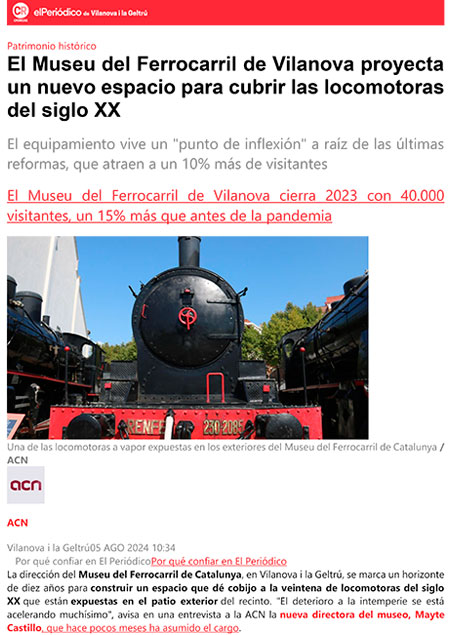 El Museu del Ferrocarril de Vilanova proyecta un nuevo espacio para cubrir las locomotoras del siglo XX